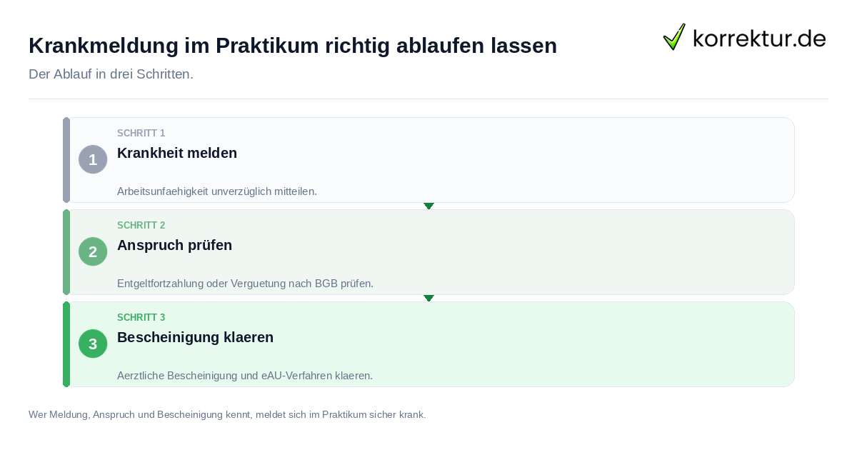 Krankmeldung im Praktikum richtig ablaufen lassen Krankmeldung im Praktikum richtig ablaufen lassen: der Ablauf in drei Schritten
