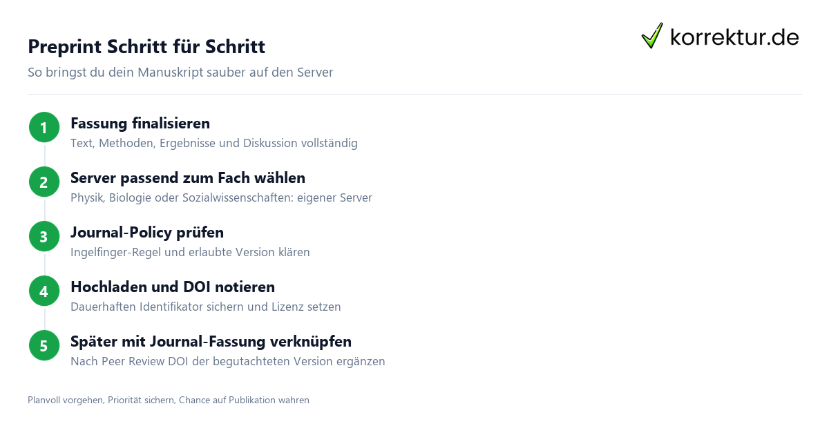 Preprint Schritt für Schritt Preprint veröffentlichen: Ablauf in fünf Schritten
