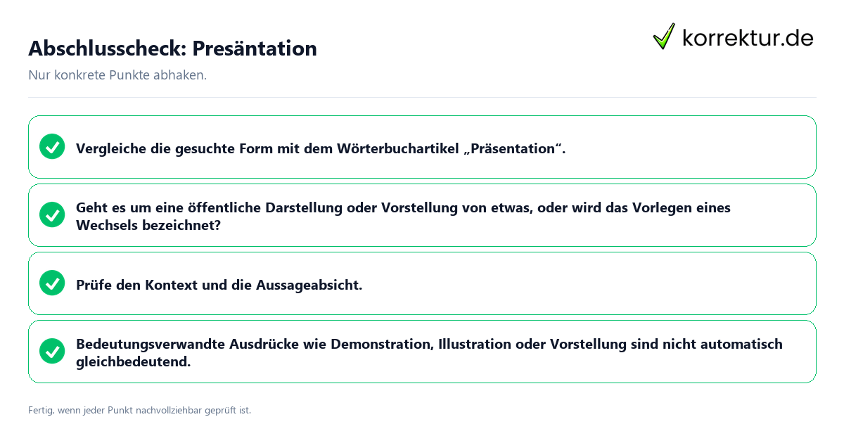 Konkreter Abschlusscheck zu Presäntation