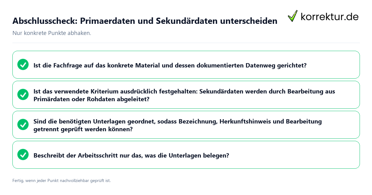 Konkreter Abschlusscheck zu Primaerdaten und Sekundärdaten unterscheiden