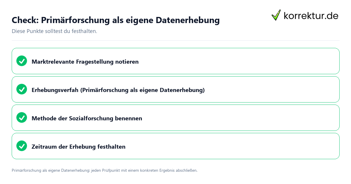 Primärforschung als eigene Datenerhebung mit einer themenspezifischen Checkliste