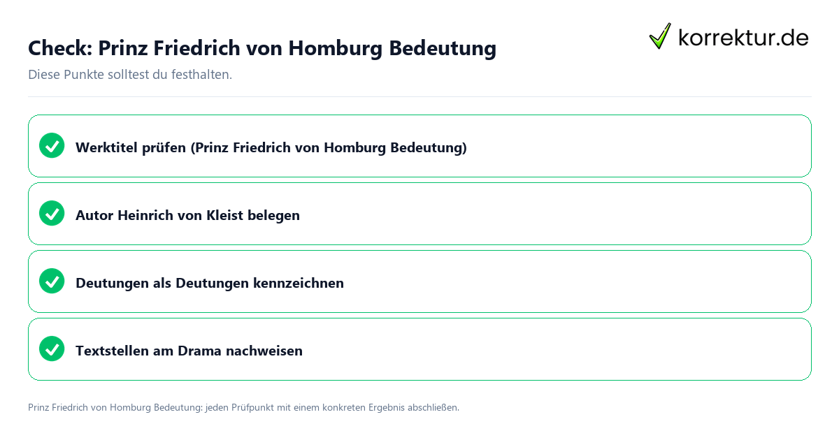 Check: Prinz Friedrich von Homburg Bedeutung Prinz Friedrich von Homburg Bedeutung mit einer themenspezifischen Checkliste