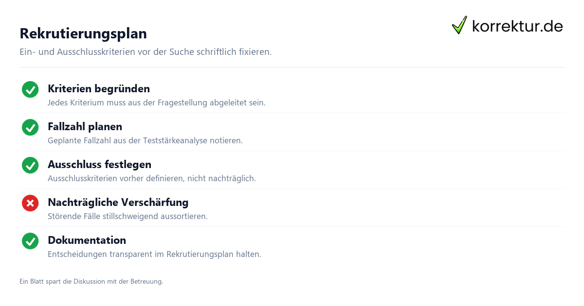 Rekrutierungsplan Probanden für Studie und Experiment finden: Rekrutierungsplan und Kriterien