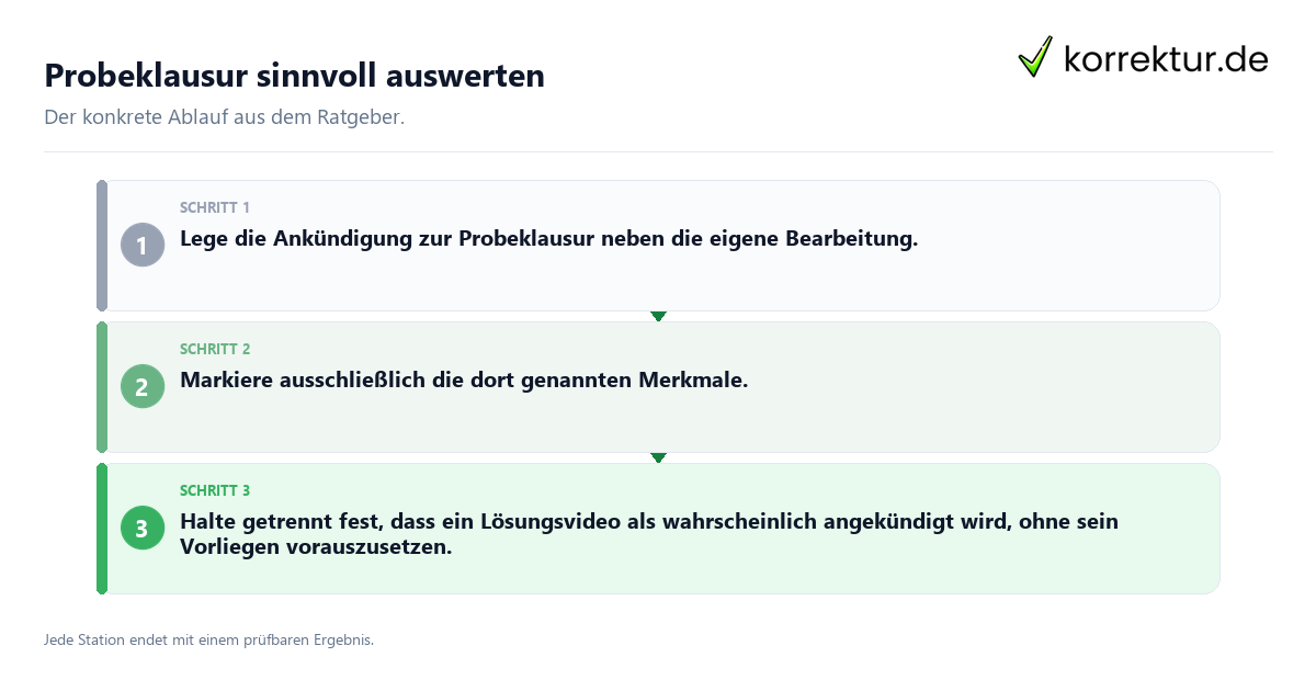 Konkrete Schritte zu Probeklausur sinnvoll auswerten