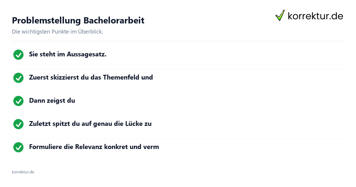 Problemstellung Bachelorarbeit: Überblick