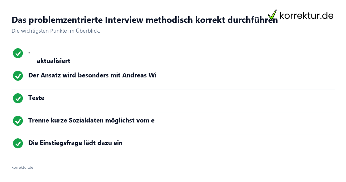 Das problemzentrierte Interview methodisch korrekt durchführen: Überblick