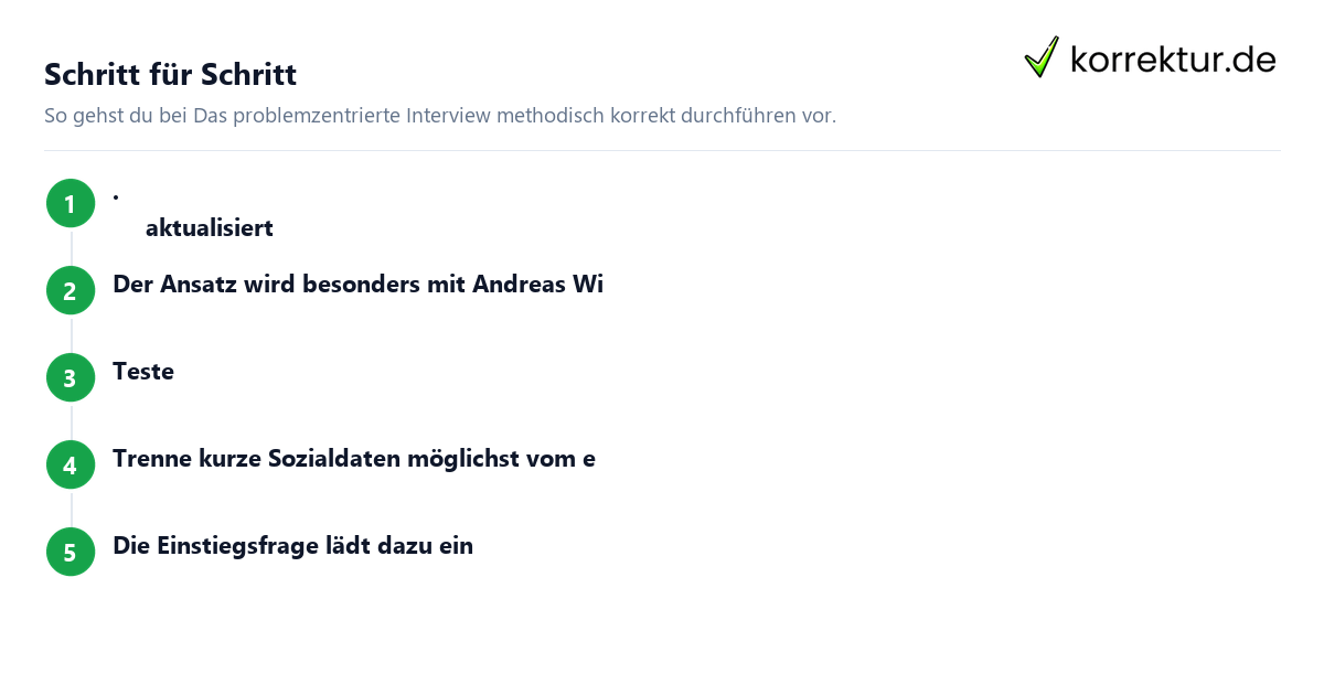 Das problemzentrierte Interview methodisch korrekt durchführen: Schritte