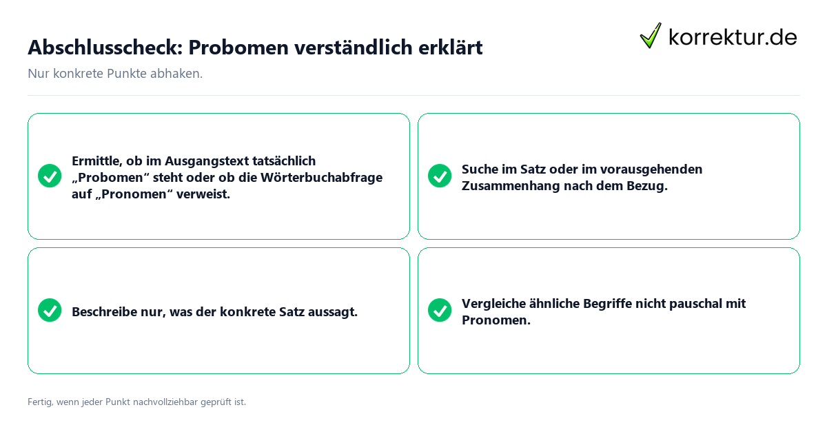 Konkreter Abschlusscheck zu Probomen verständlich erklärt