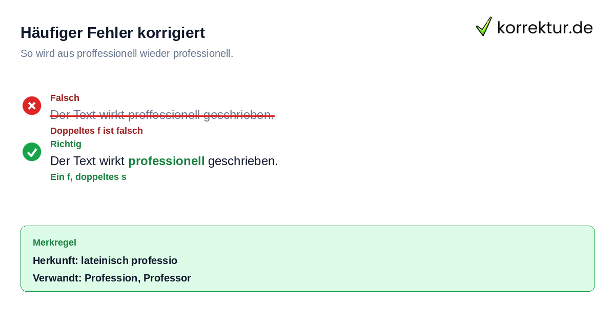 Rotstift Korrektur professionell statt proffessionell