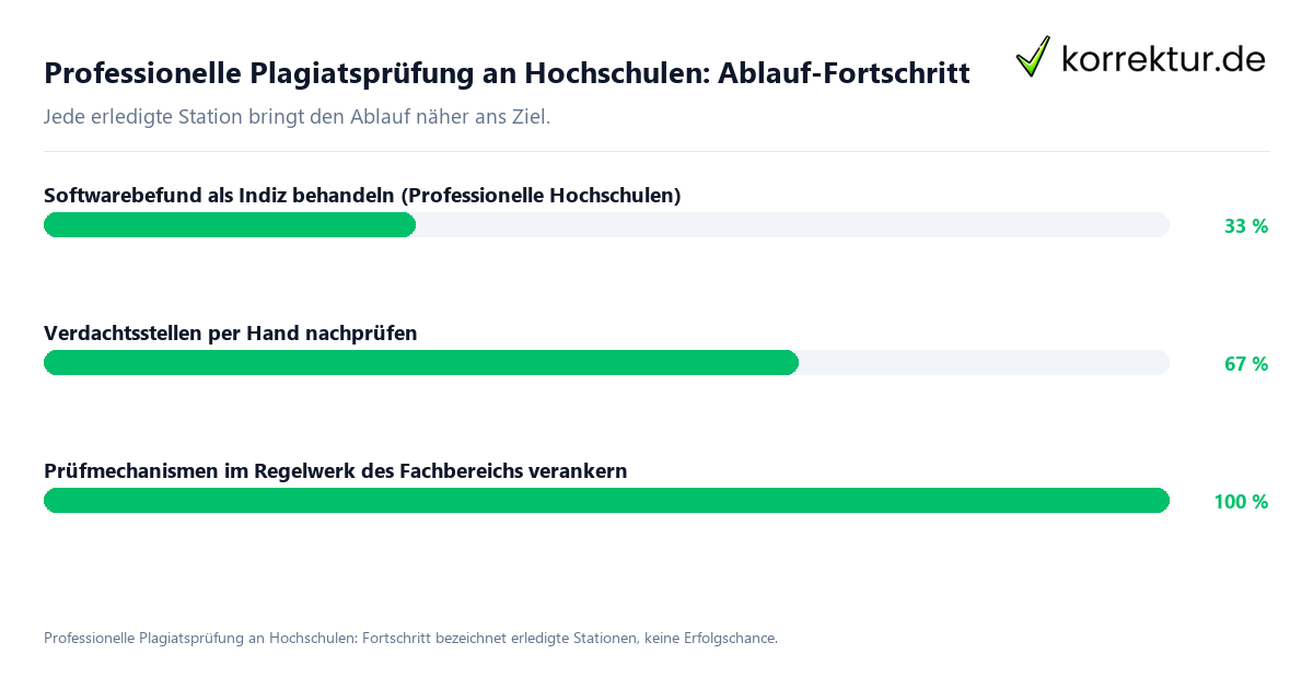 Fortschrittsbalken für die einzelnen Ablaufstationen zu Professionelle Plagiatsprüfung