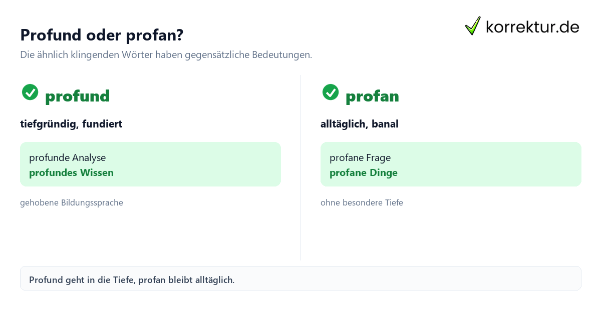 profund Bedeutung im Vergleich zu profan einfach erklärt