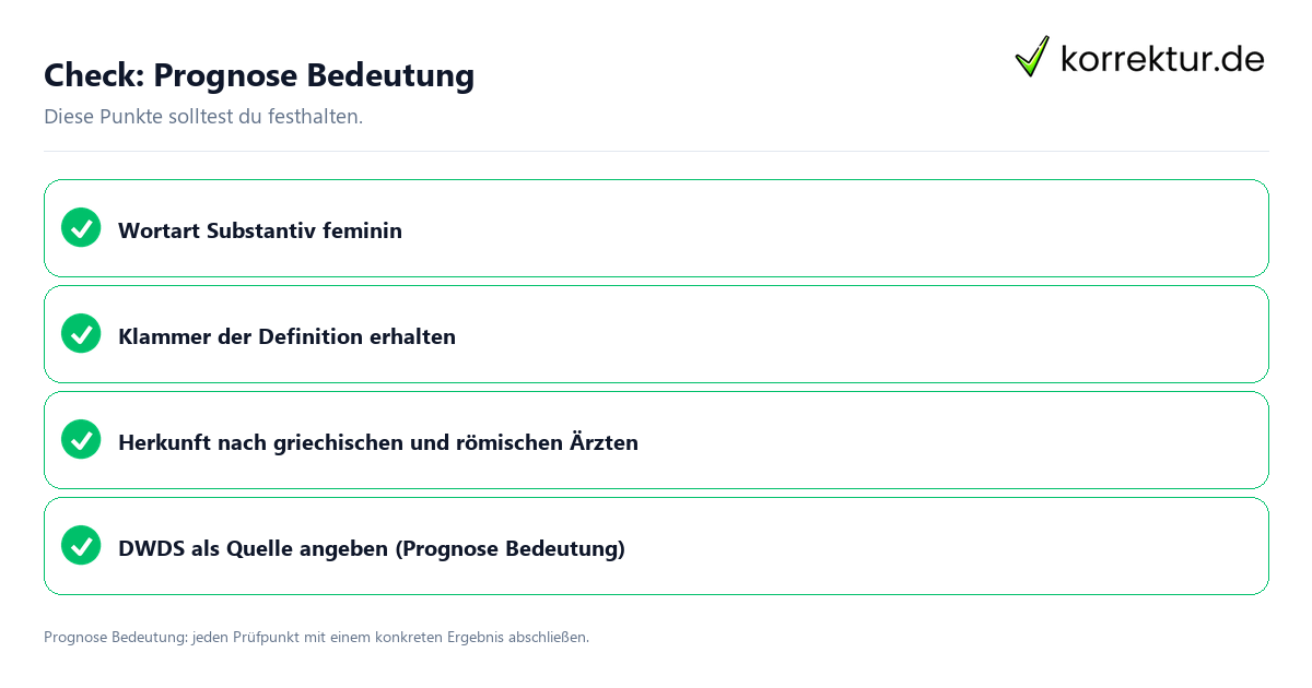 Prognose Bedeutung mit einer themenspezifischen Checkliste
