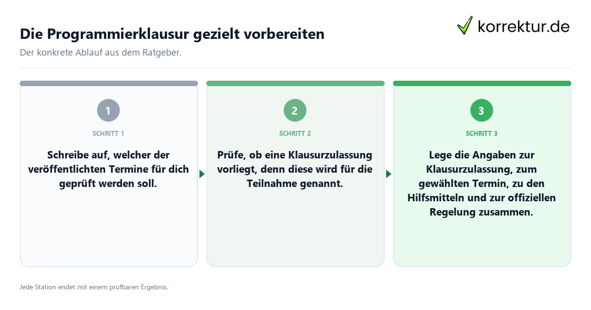 Konkrete Schritte zu Die Programmierklausur gezielt vorbereiten