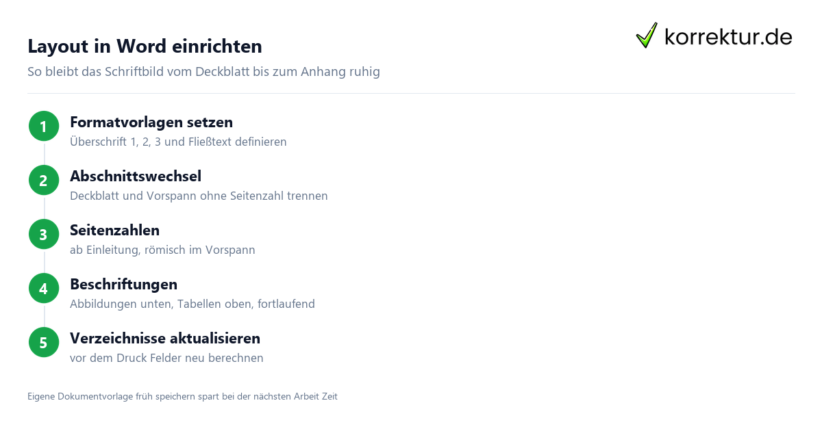 Projektarbeit formatieren Schritte in Word einrichten