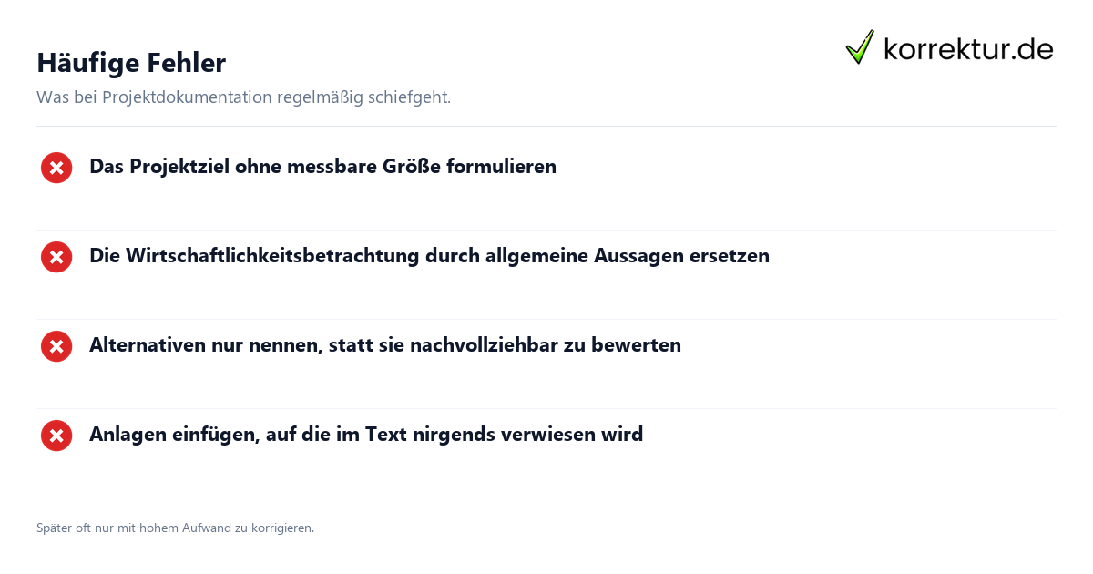 Projektdokumentation für Industriekaufleute erstellen: häufige Fehler