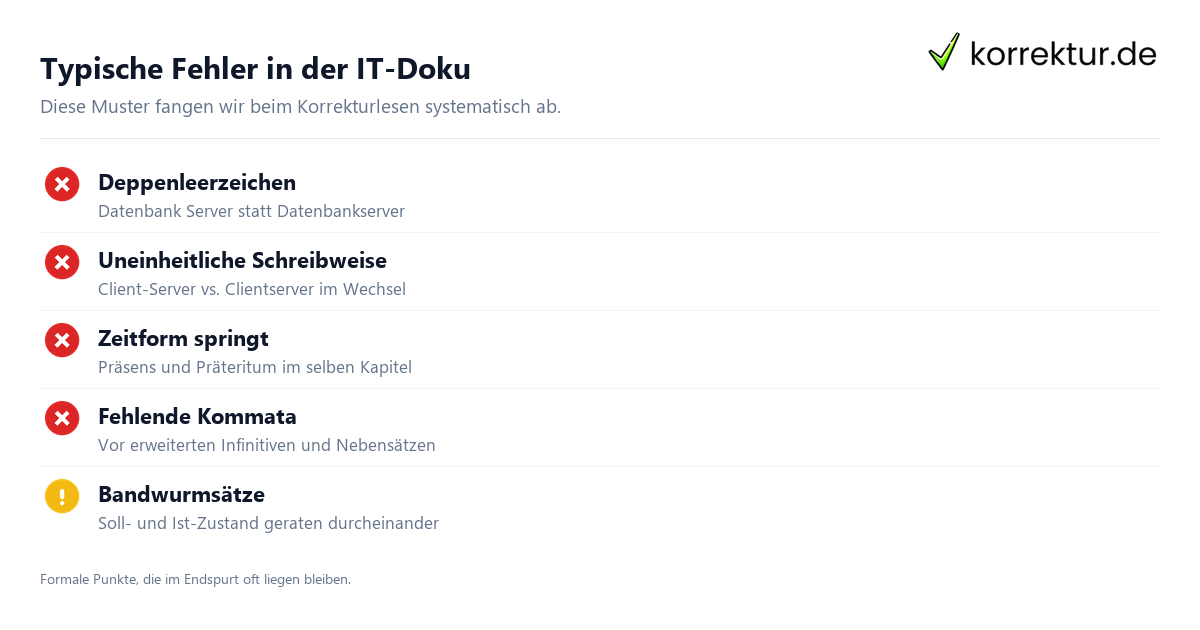 Projektdokumentation korrekturlesen: typische Fehler in der IT-Doku