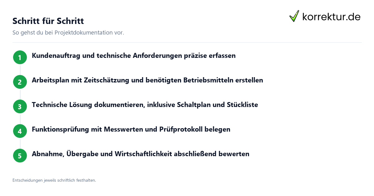 Schritt für Schritt Projektdokumentation im Beruf Mechatroniker erstellen: Ablauf in fünf Schritten
