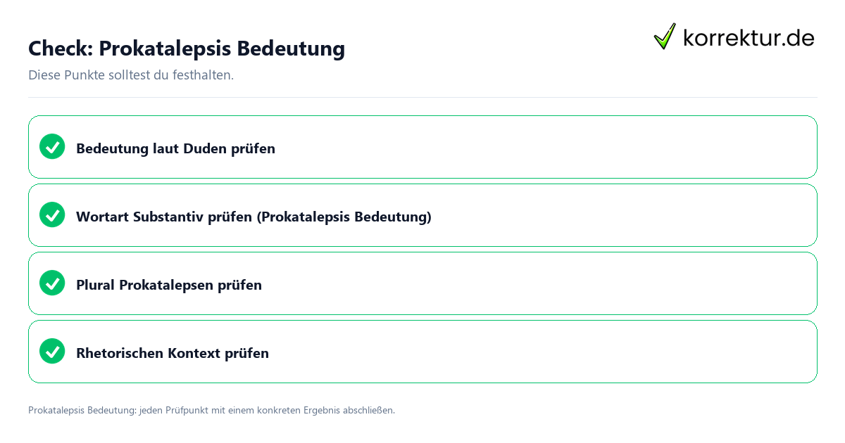Prokatalepsis Bedeutung mit einer themenspezifischen Checkliste