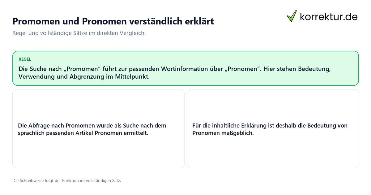 Konkrete Regel und vollständige Beispielsätze zu Promomen und Pronomen verständlich erklärt