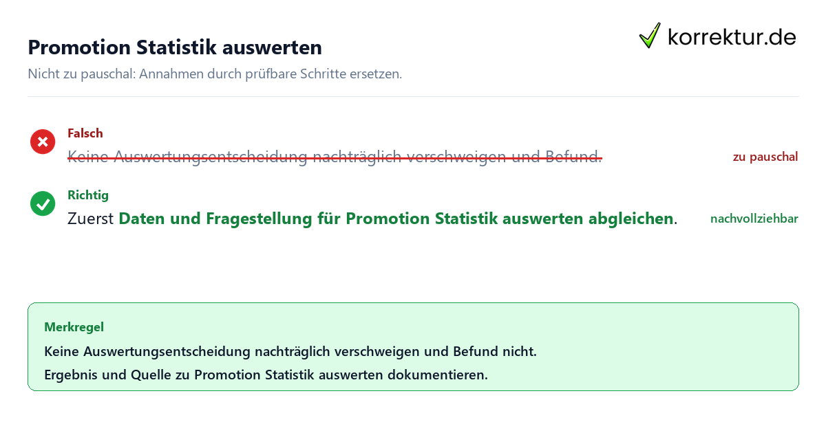 Promotion Statistik auswerten Ungeeignete und belastbare Vorgehensweise bei Promotion Statistik auswerten