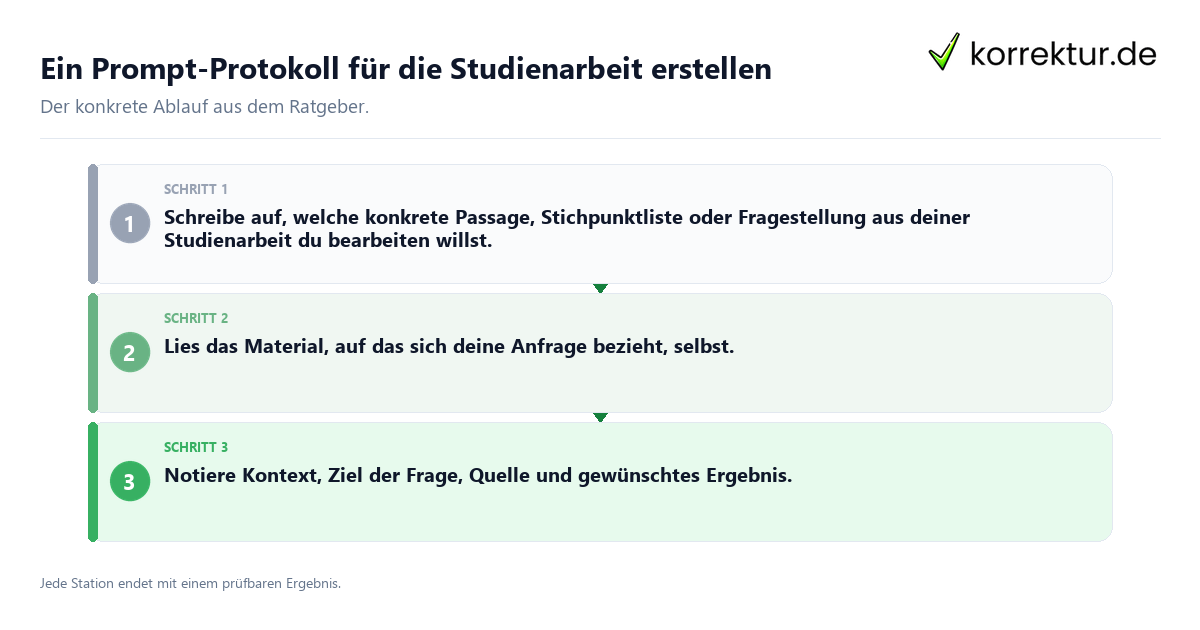 Konkrete Schritte zu Ein Prompt-Protokoll für die Studienarbeit erstellen
