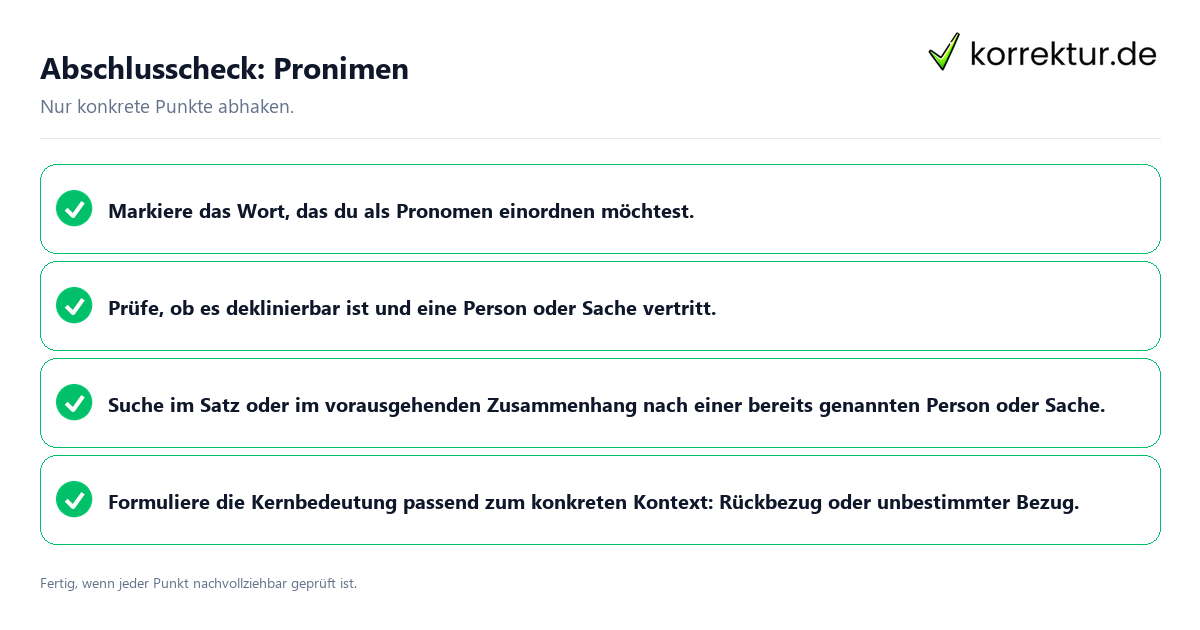 Konkreter Abschlusscheck zu Pronimen