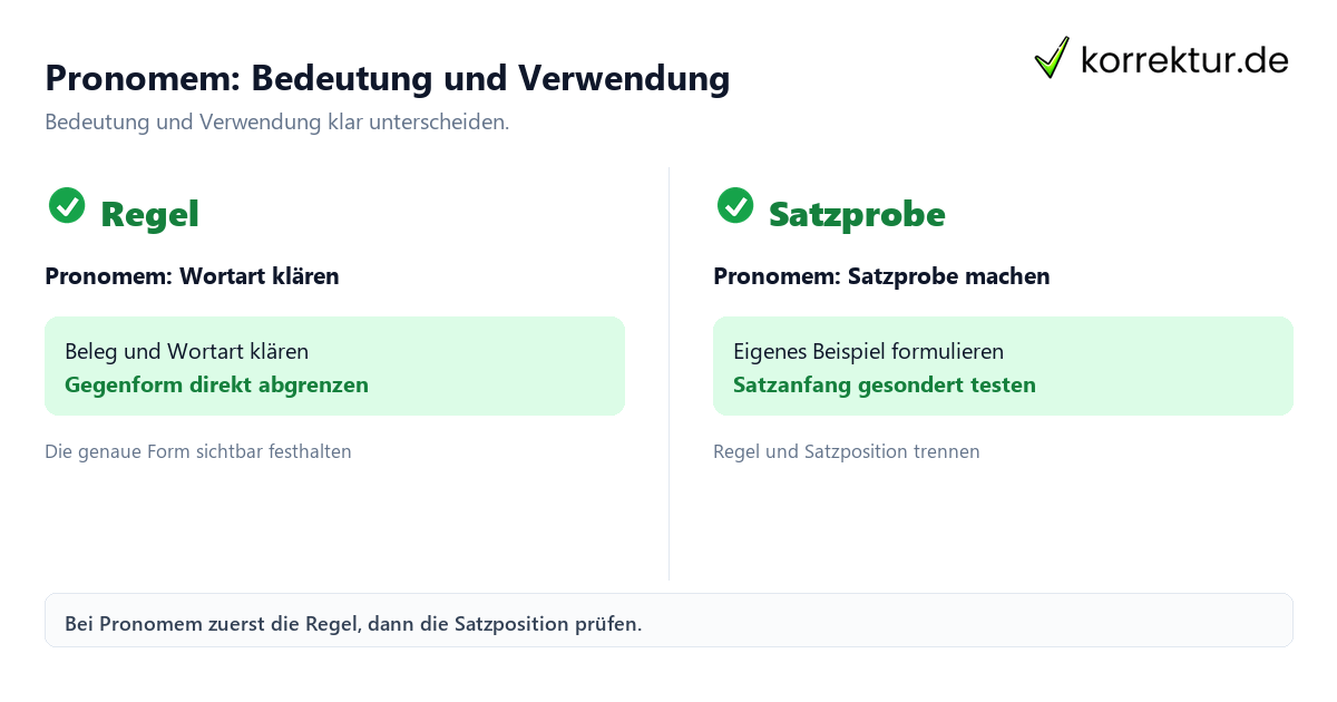 Pronomem: Bedeutung und Verwendung mit Bedeutung und passender Verwendung im Vergleich