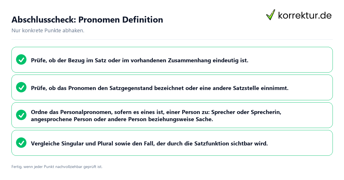 Konkreter Abschlusscheck zu Pronomen Definition