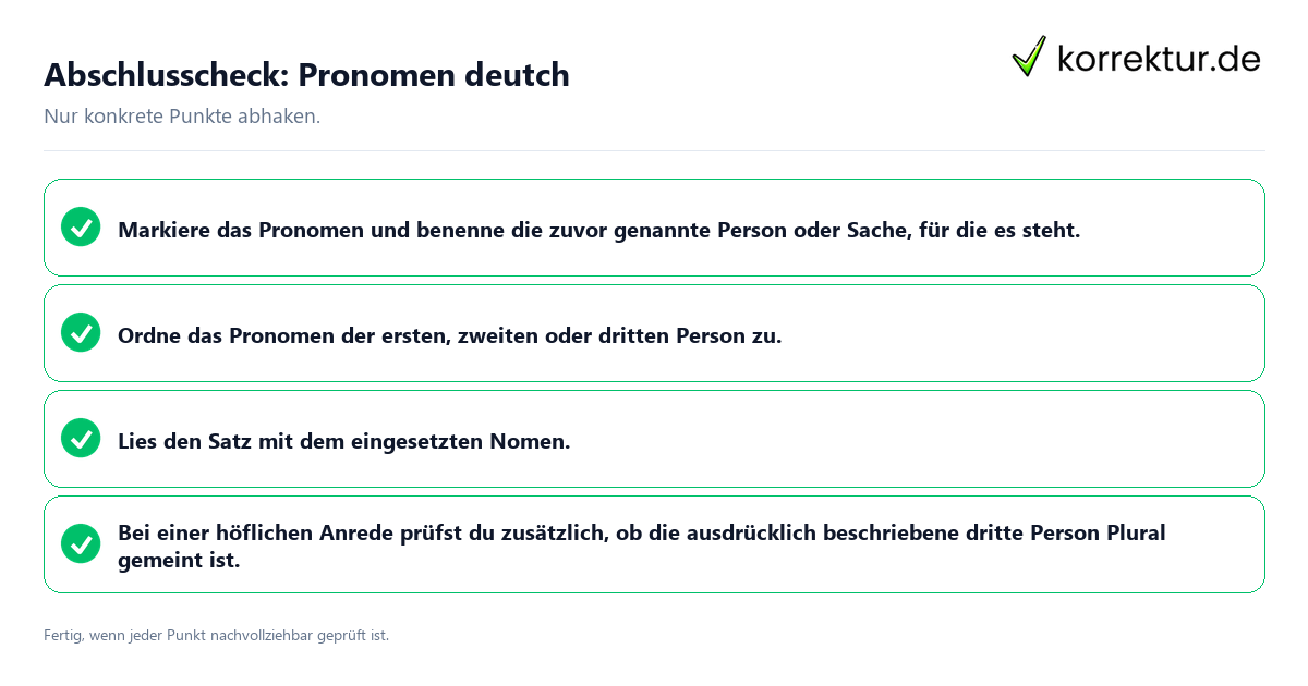 Konkreter Abschlusscheck zu Pronomen deutch