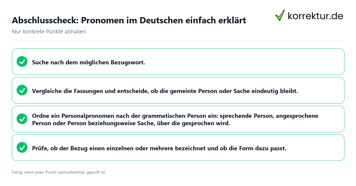 Konkreter Abschlusscheck zu Pronomen im Deutschen einfach erklärt