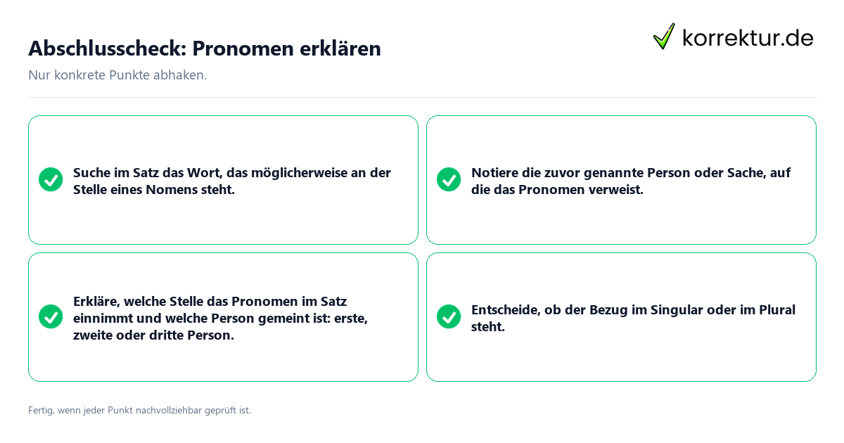 Konkreter Abschlusscheck zu Pronomen erklären