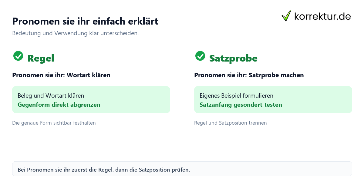 Pronomen sie ihr einfach erklärt Pronomen sie ihr einfach erklärt mit Bedeutung und passender Verwendung im Vergleich