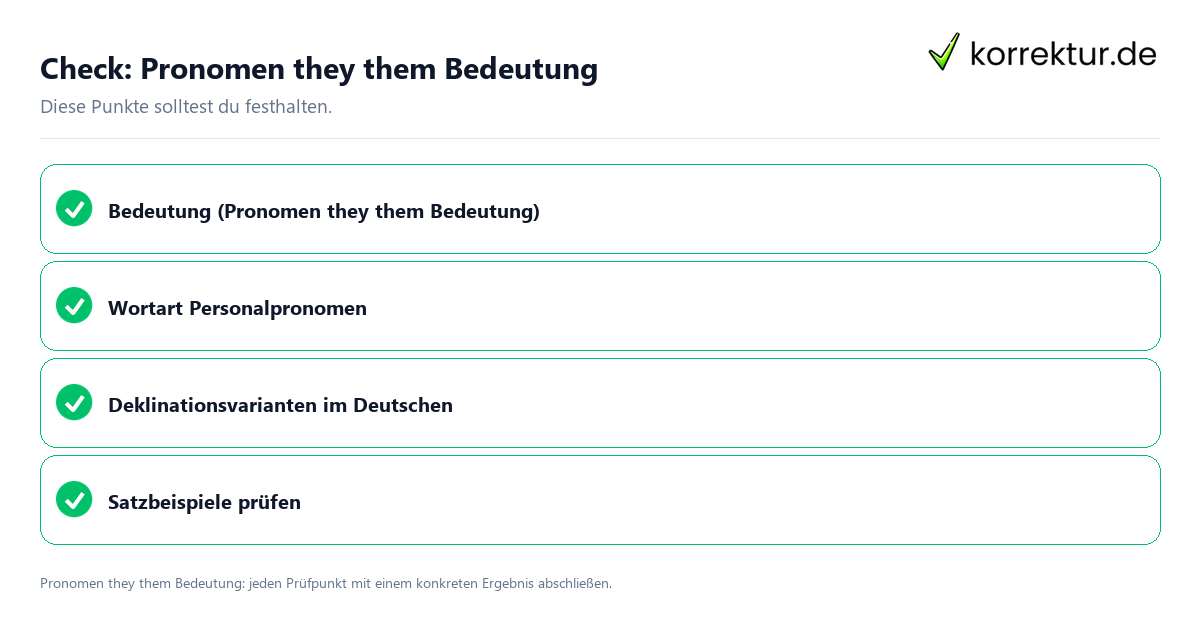 Pronomen they them Bedeutung mit einer themenspezifischen Checkliste