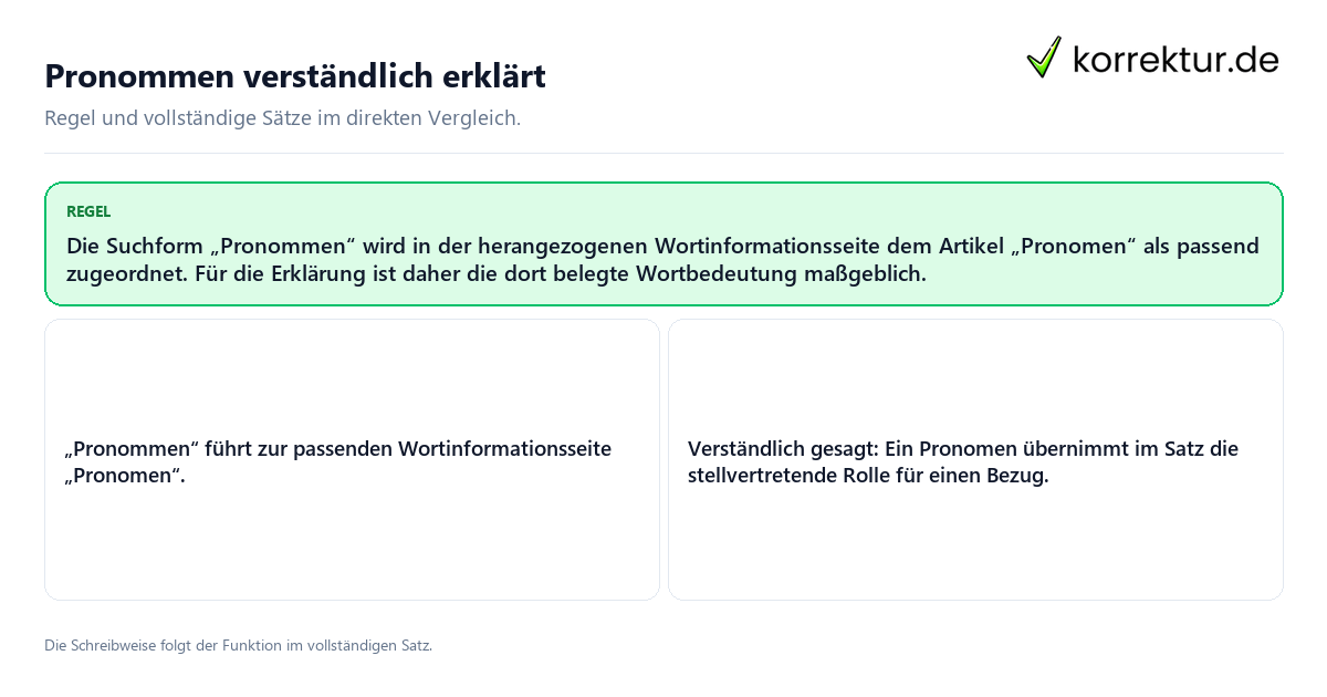 Pronommen verständlich erklärt Konkrete Regel und vollständige Beispielsätze zu Pronommen verständlich erklärt