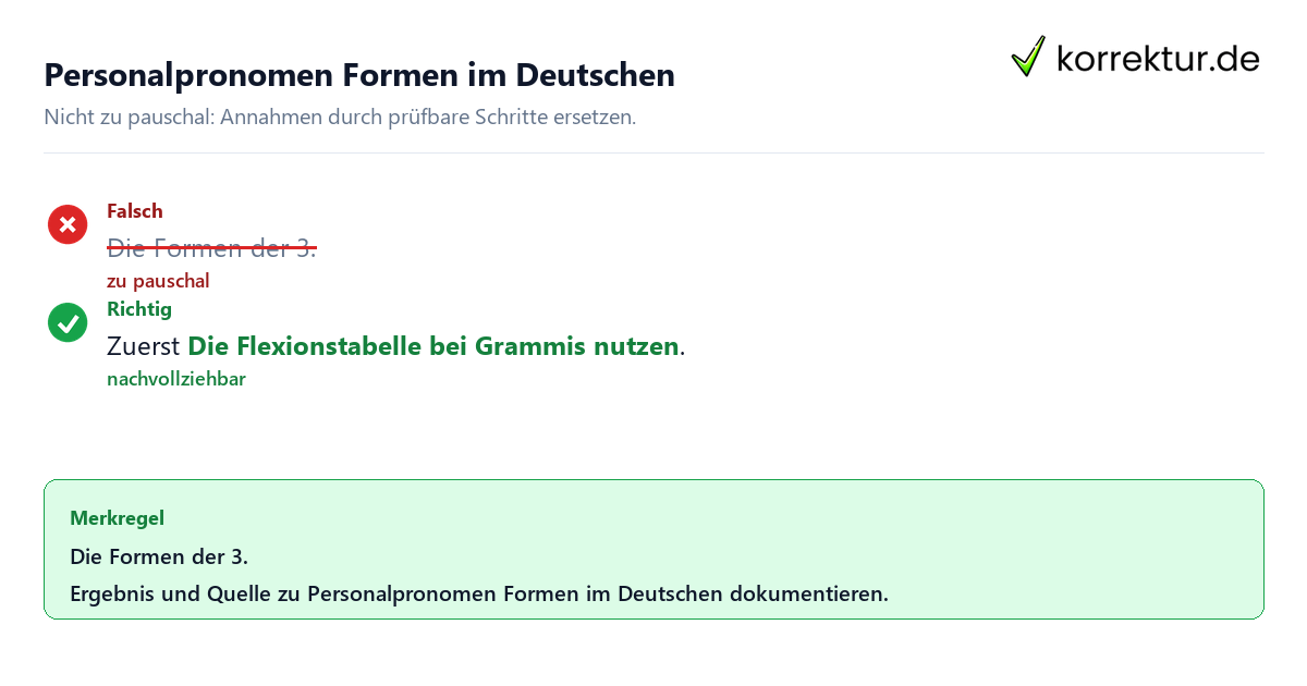 Personalpronomen Formen im Deutschen Ungeeignete und belastbare Vorgehensweise bei Personalpronomen Formen im Deutschen