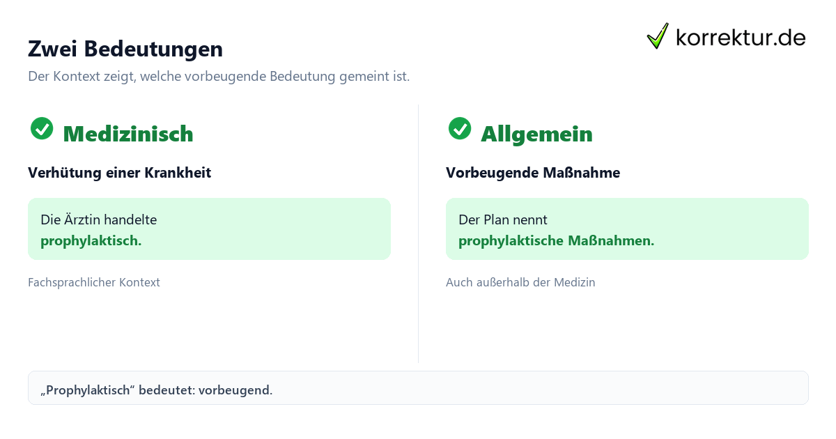 Zwei Bedeutungen Was bedeutet „prophylaktisch“? Medizinische und allgemeine Bedeutung im Vergleich