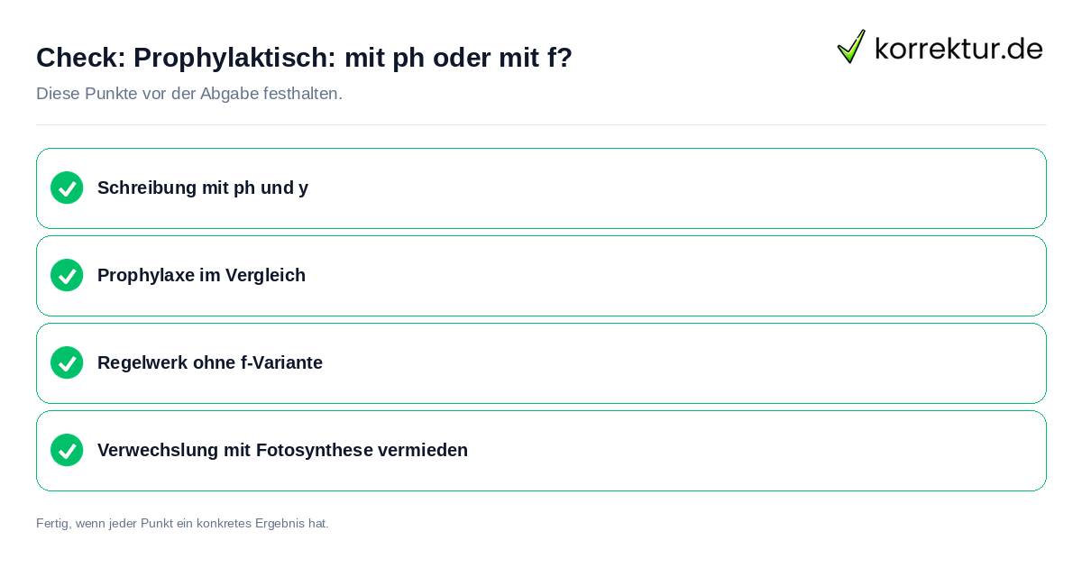 Prophylaktisch: mit ph oder mit f?: Prüfliste mit vier Punkten