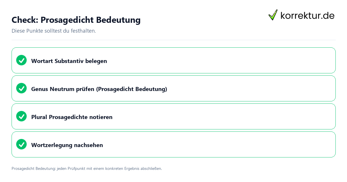 Prosagedicht Bedeutung mit einer themenspezifischen Checkliste