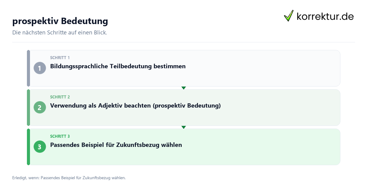 Prospektiv Bedeutung mit einem Ablauf aus Prüfung, Kontakt und Dokumentation