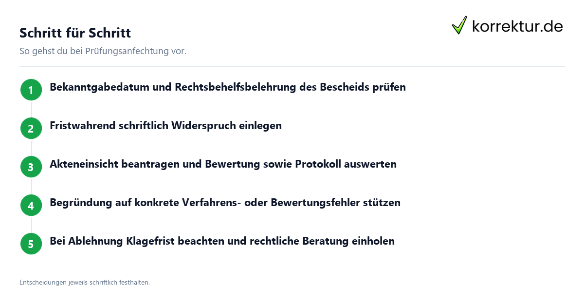 Prüfungsanfechtung im Studium richtig einleiten: Ablauf in fünf Schritten