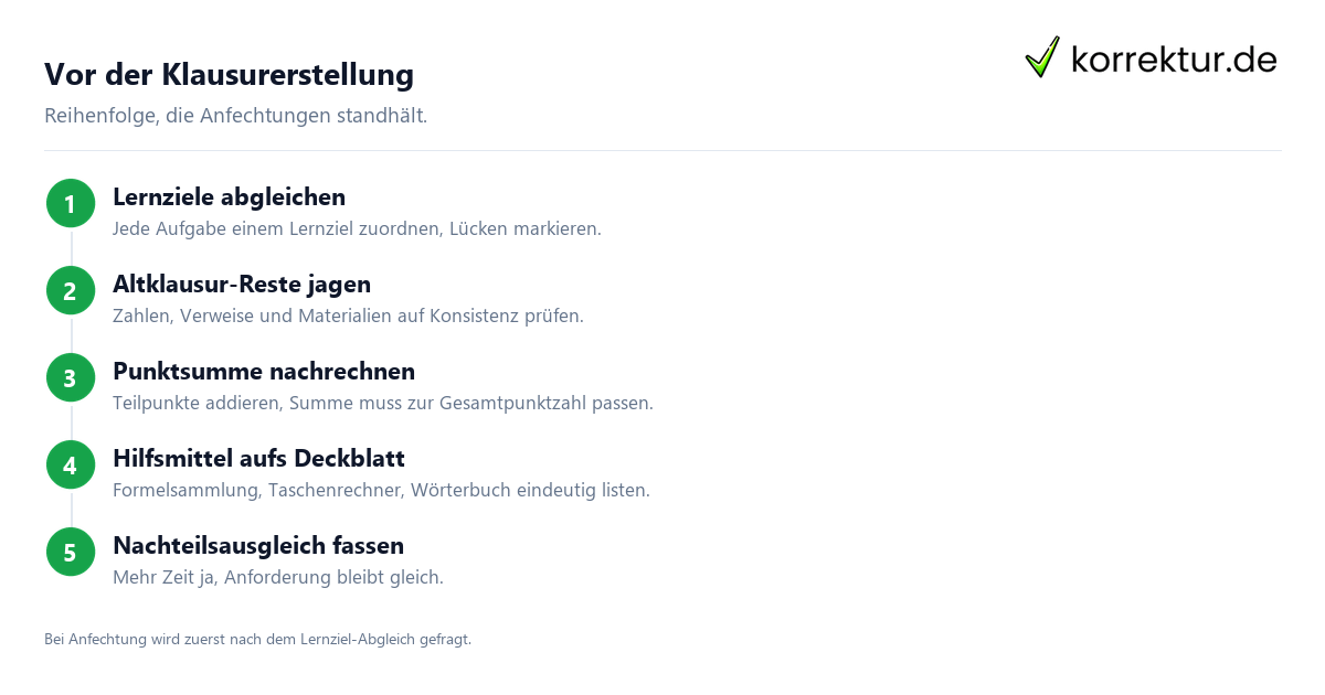 Prüfungsaufgaben formulieren für Klausur und Modulprüfung: Ablauf vor Abgabe