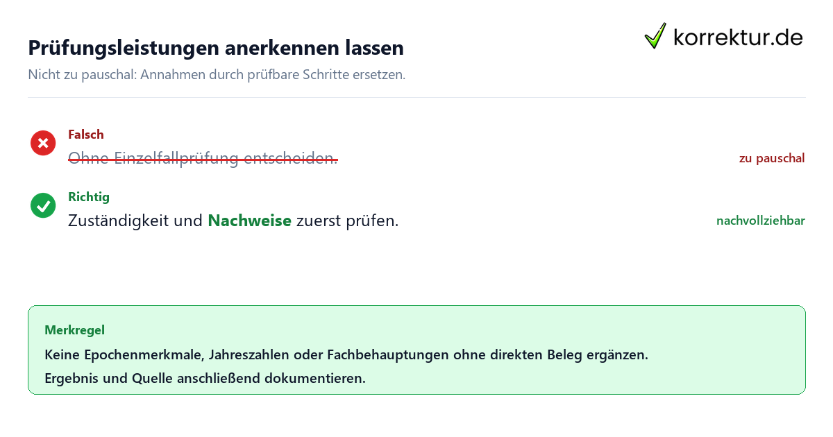 Prüfungsleistungen anerkennen lassen Ungeeignete und belastbare Vorgehensweise bei Prüfungsleistungen anerkennen lassen