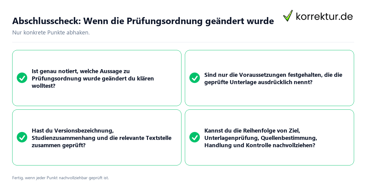 Konkreter Abschlusscheck zu Wenn die Prüfungsordnung geändert wurde
