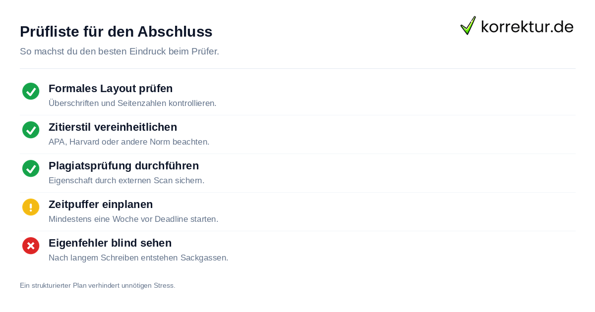 Checkliste für die perfekte Vorbereitung vor der Abgabe