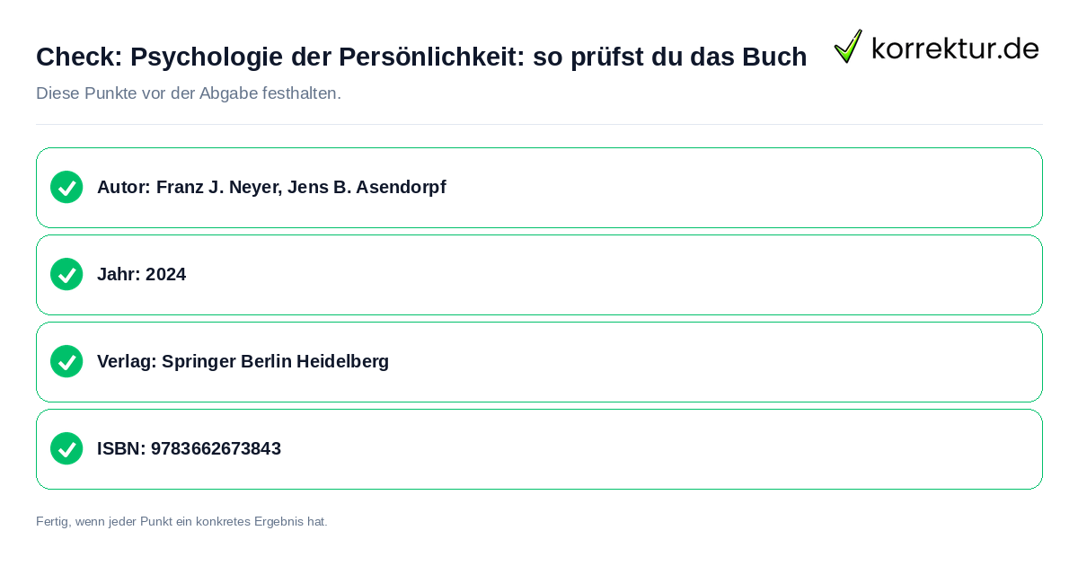 Check: Psychologie der Persönlichkeit: so prüfst du das Buch Psychologie der Persönlichkeit: so prüfst du das Buch: Prüfliste mit vier Punkten
