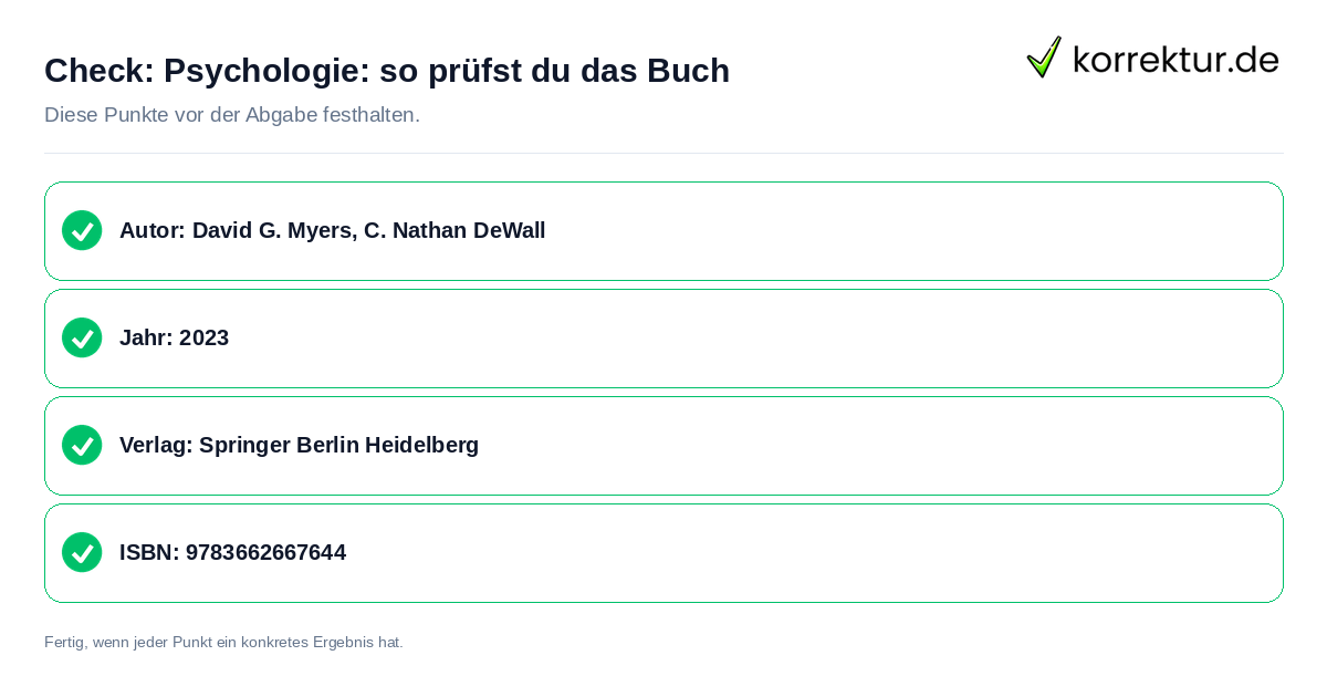 Check: Psychologie: so prüfst du das Buch Psychologie: so prüfst du das Buch: Prüfliste mit vier Punkten