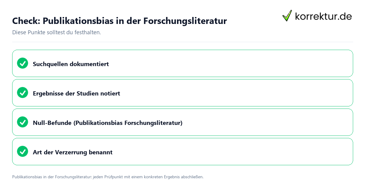 Publikationsbias in der Forschungsliteratur mit einer themenspezifischen Checkliste