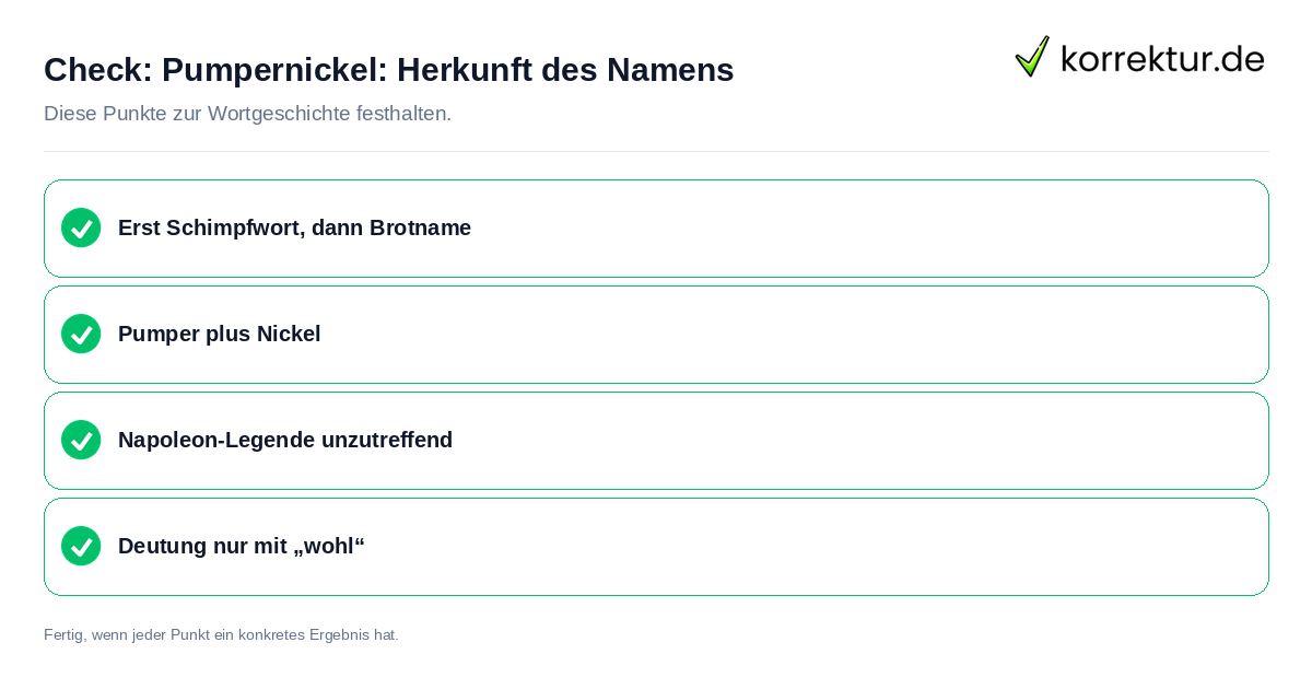 Check: Pumpernickel: Herkunft des Namens Pumpernickel: Herkunft des Namens: Prüfliste mit vier Punkten