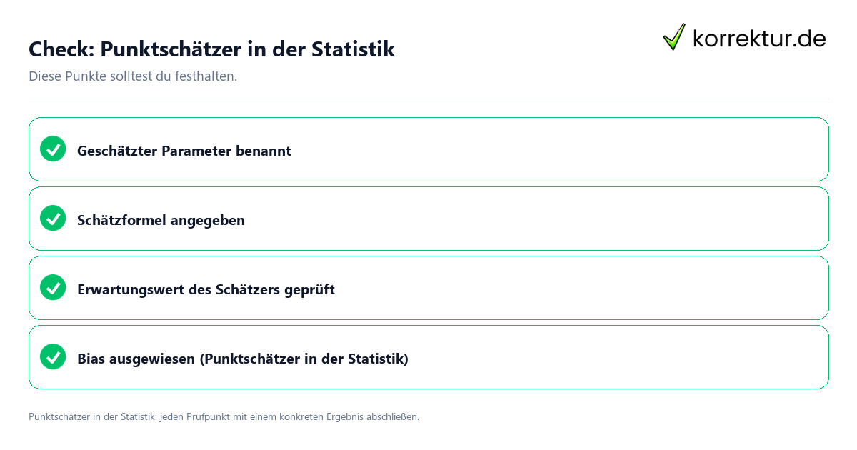 Check: Punktschätzer in der Statistik Punktschätzer in der Statistik mit einer themenspezifischen Checkliste