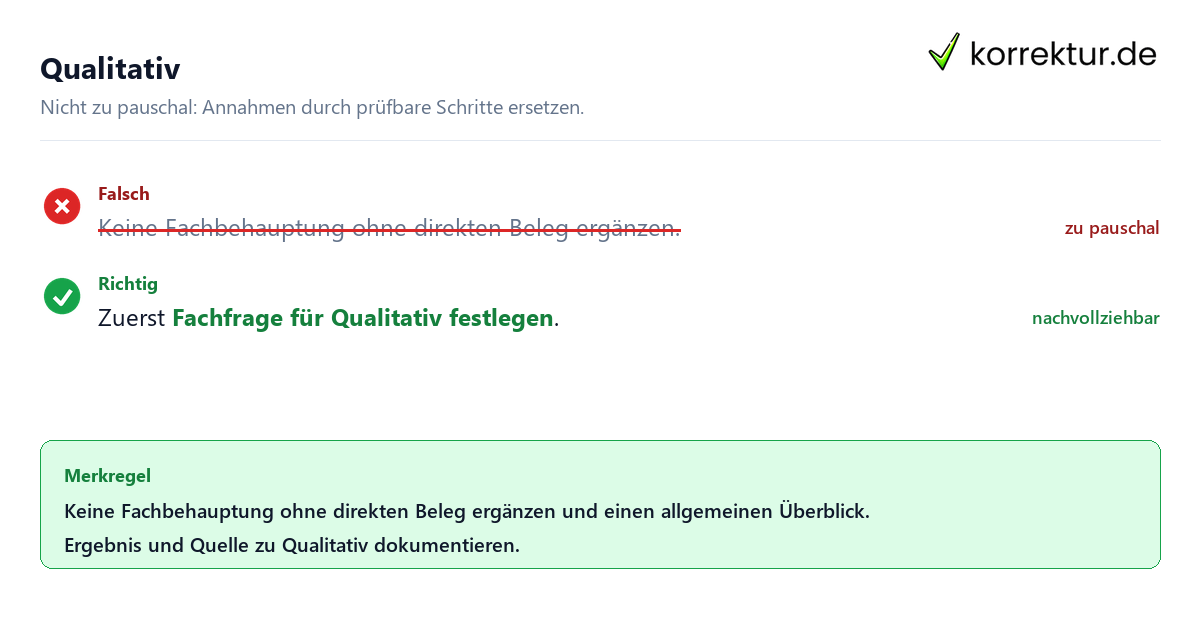 Qualitativ Ungeeignete und belastbare Vorgehensweise bei Qualitativ